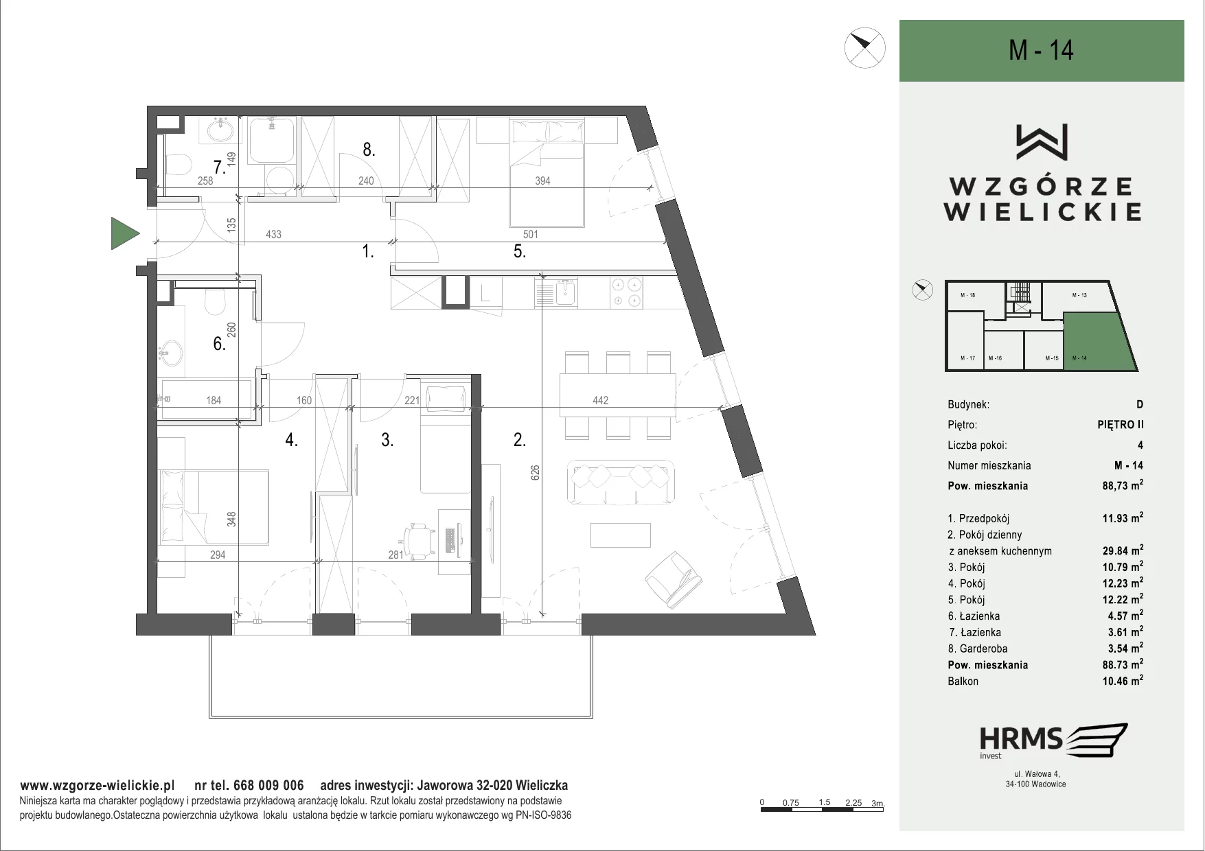 Mieszkanie 88,22 m², piętro 2, oferta nr M-D14, Osiedle Wzgórze Wielickie, Wieliczka, ul. Jaworowa